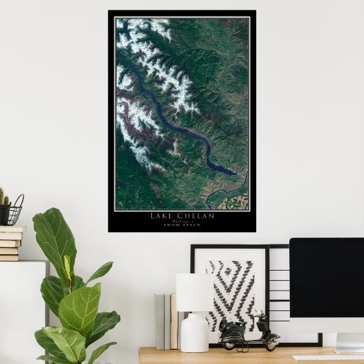 Lake Chelan Washington Satellite Poster Map (Heimbüro)