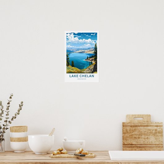 Lake Chelan Washington Travel Print Poster (Küche)