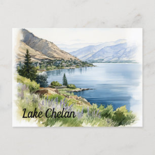 Lake Chelan Washington Watercolor Postkarte