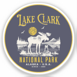 Lake Clark National Park Retro Woodland Scene Aufkleber