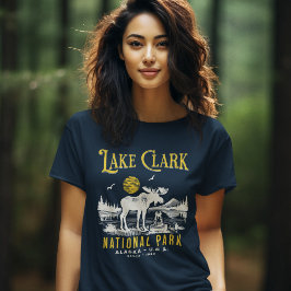 Lake Clark National Park Retro Woodland Scene Tri-Blend Shirt