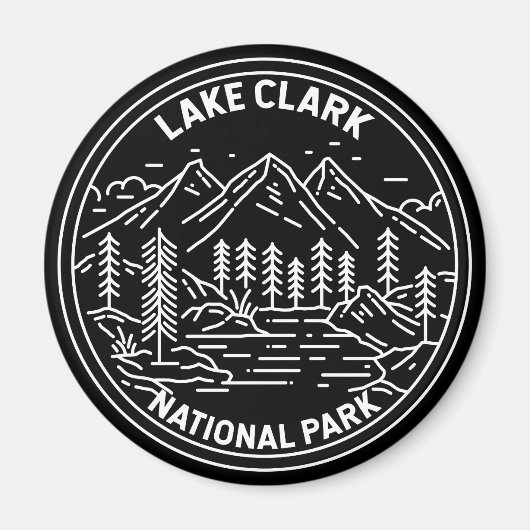 Lake Clark Nationalpark Alaska Vintag Monoline Magnet (Vorne)