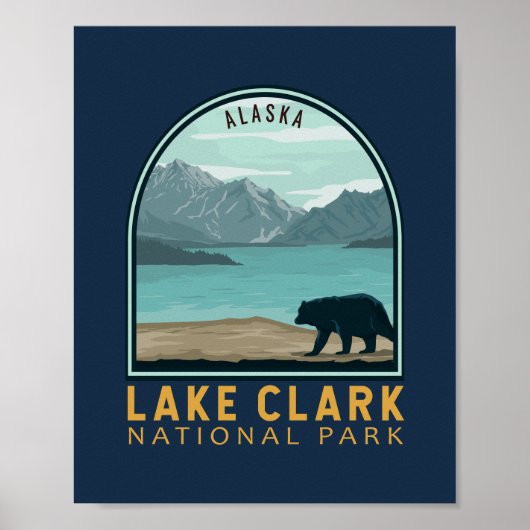 Lake Clark Nationalpark Vintages Emblem Poster (Vorne)