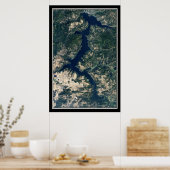 Lake Coeur d'Alene Idaho Satellite Poster Karte (Küche)