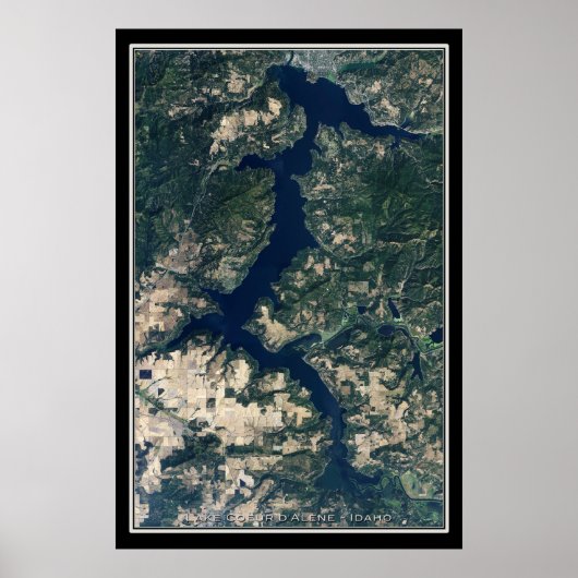 Lake Coeur d'Alene Idaho Satellite Poster Karte (Vorne)