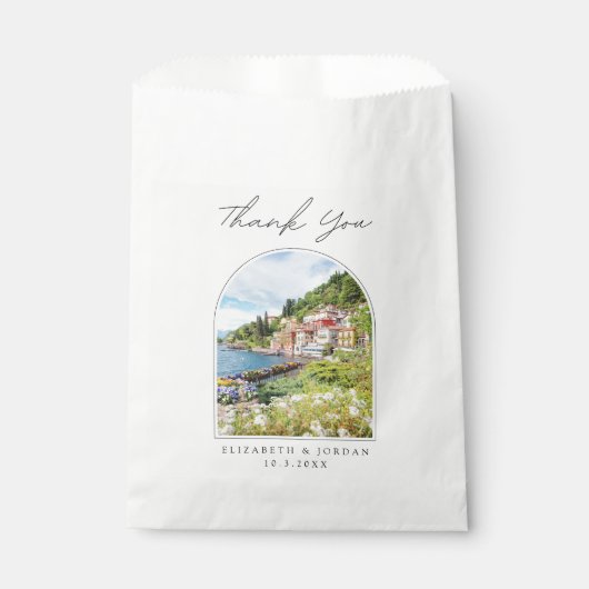 Lake Como Gastgeschenk Hochzeit Foto Vielen Dank Geschenktütchen (Vorderseite)