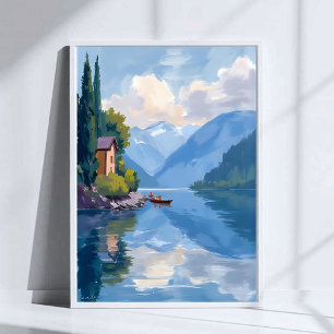 Lake Como, Italien Gemälde Kunstposter Druck Poster