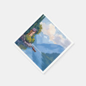 Lake Como, Italy Painting Watercolor Serviette (Ecke)