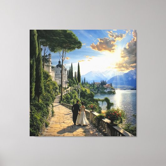 Lake Como Italy Romantic Canvas Wall Art Leinwanddruck (Vorderseite)