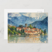 Lake Como Italy - Watercolor Splash Painting Postkarte (Vorne/Hinten)