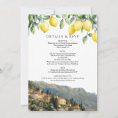 Lake Como Lemons Italian All In One Wedding Einladung (Rückseite)
