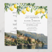 Lake Como Lemons Italian All In One Wedding Einladung (Vorne/Hinten)