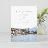 LAKE COMO Wasserfarbe Italien Skyline Save the Dat Einladung (Stehend Vorderseite)