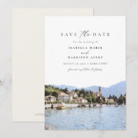 LAKE COMO Wasserfarbe Italien Skyline Save the Dat