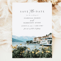 LAKE COMO Wasserfarbe Italien Skyline Save the Dat