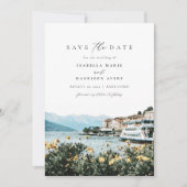LAKE COMO Wasserfarbe Italien Skyline Save the Dat Einladung (Vorderseite)