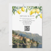 Lake Como Zitronen Italien QR Code Hochzeit Einladung (Rückseite)