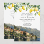 Lake Como Zitronen Italien QR Code Hochzeit Einladung (Vorne/Hinten)