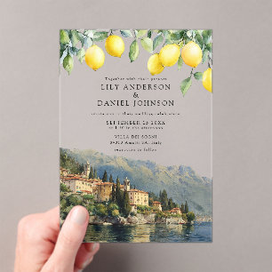 Lake Como Zitronen Italienische Hochzeit Acryleinladungen