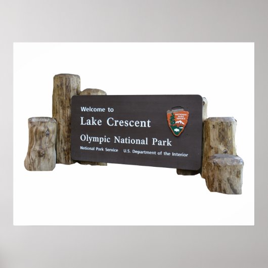 Lake Crescent Olympic Nationalpark Eintrittszeiche Poster (Vorne)