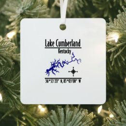 Lake Cumberland Kentucky Uferkarte Koordinaten Ornament Aus Metall