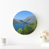 Lake Cushman in Summer Clock Große Wanduhr (Zuhause)