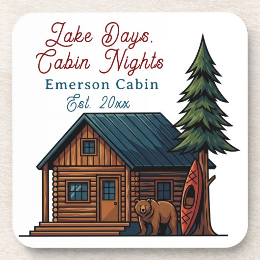 Lake Days, Cabin Nights Personlized Getränkeuntersetzer (Vorderseite)