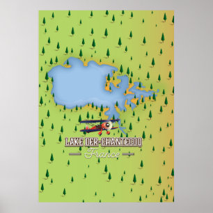 Lake Der Chantecoq, france Lake Map Poster