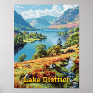Lake District Cumbria England Vintage Reise Poster