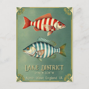 Lake District England nautischer Fisch Postcard Postkarte