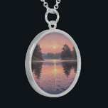 Lake During Dusk Sterling Silberkette<br><div class="desc">Description (eng): A necklace made of a 92.5% pure silver alloy and 7.5% copper,  also known as sterling silver. This necklace has the pictorial design “Lake During Dusk” printed,  ideal for curporal adornment and/or as a gift for special moments.</div>