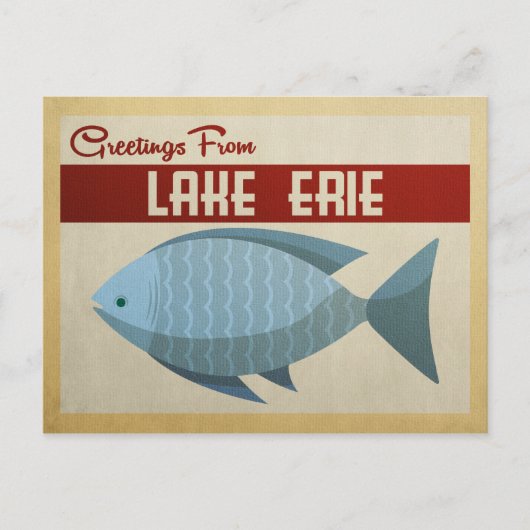 Lake Erie Blue Fish Vintage Travel Postkarte (Vorderseite)