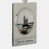 Lake Erie Lighthouse Banner-Ornament Silber (Rechts)