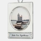 Lake Erie Lighthouse Banner-Ornament Silber (Links)
