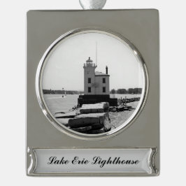 Lake Erie Lighthouse Banner-Ornament Silber
