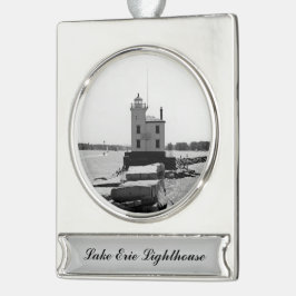 Lake Erie Lighthouse Banner-Ornament Silber
