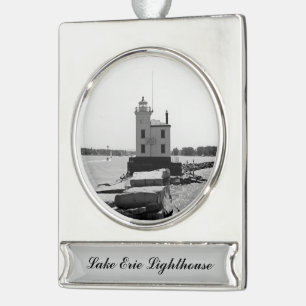 Lake Erie Lighthouse Banner-Ornament Silber