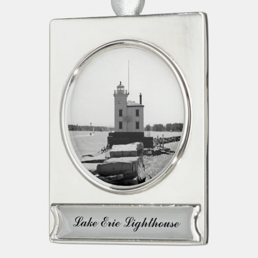 Lake Erie Lighthouse Banner-Ornament Silber (Links)