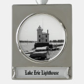 Lake Erie Lighthouse Banner-Ornament Silber (Vorderseite)