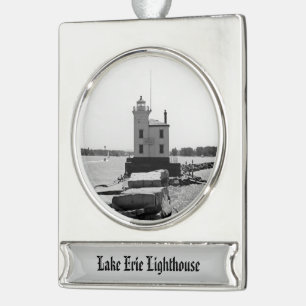 Lake Erie Lighthouse Banner-Ornament Silber