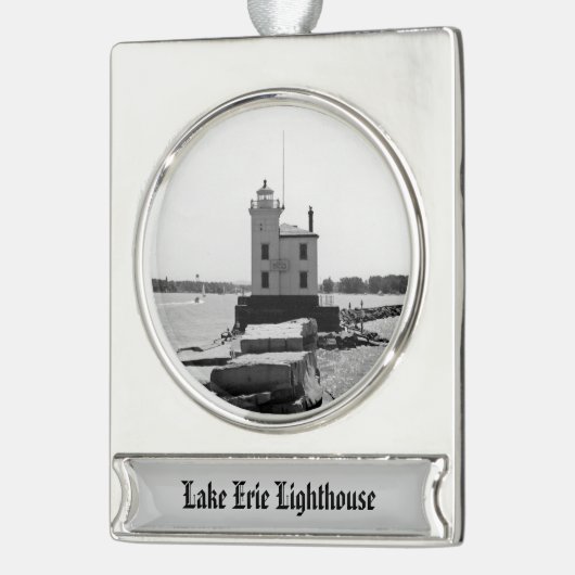 Lake Erie Lighthouse Banner-Ornament Silber (Links)