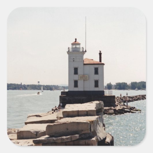 Lake Erie Lighthouse Quadratischer Aufkleber (Vorderseite)