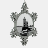 Lake Erie Lighthouse Schneeflocken Zinn-Ornament (Links)