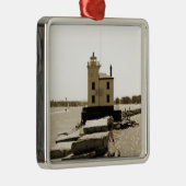 Lake Erie Lighthouse Silbernes Ornament (Rechts)