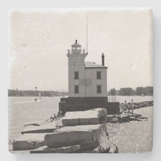Lake Erie Lighthouse Steinuntersetzer (Vorderseite)