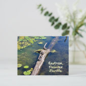 Lake Erie Metropark Turtle Log Vertikal mit Text Postkarte (Stehend Vorderseite)