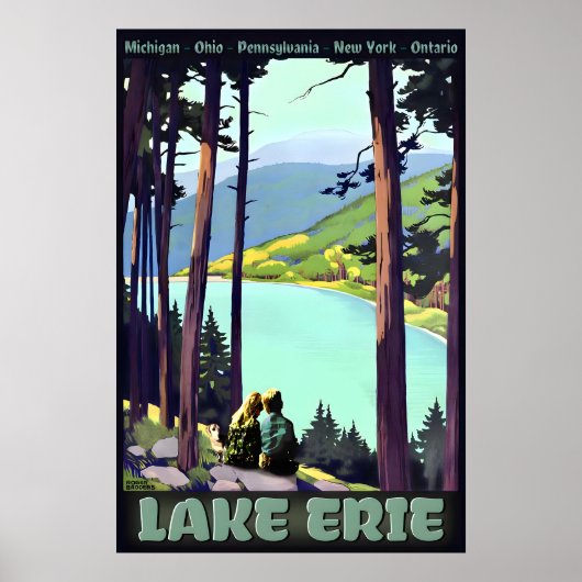 LAKE ERIE Retro Roger Broders Travel Poster New (Vorne)