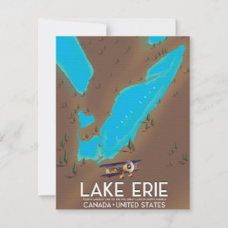 Lake Erie, USA Lake Map Reiseplakat