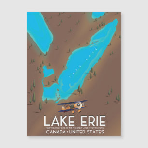 Lake Erie, USA Lake Map Reiseplakat Magnetkarte