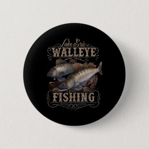 Lake Erie Zander Angeln Fischer Button